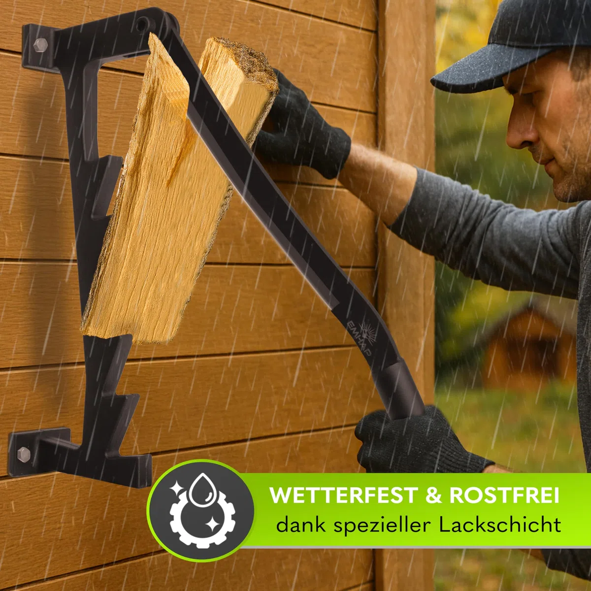 Holzspalter manuell – EXTRA STARKER Holz Spalter zum Holz Spalten auf Hackklotz – inkl. Schärfer & verlängerter Hebel – Kindling Splitter & Woodsplitter für Anzündholz