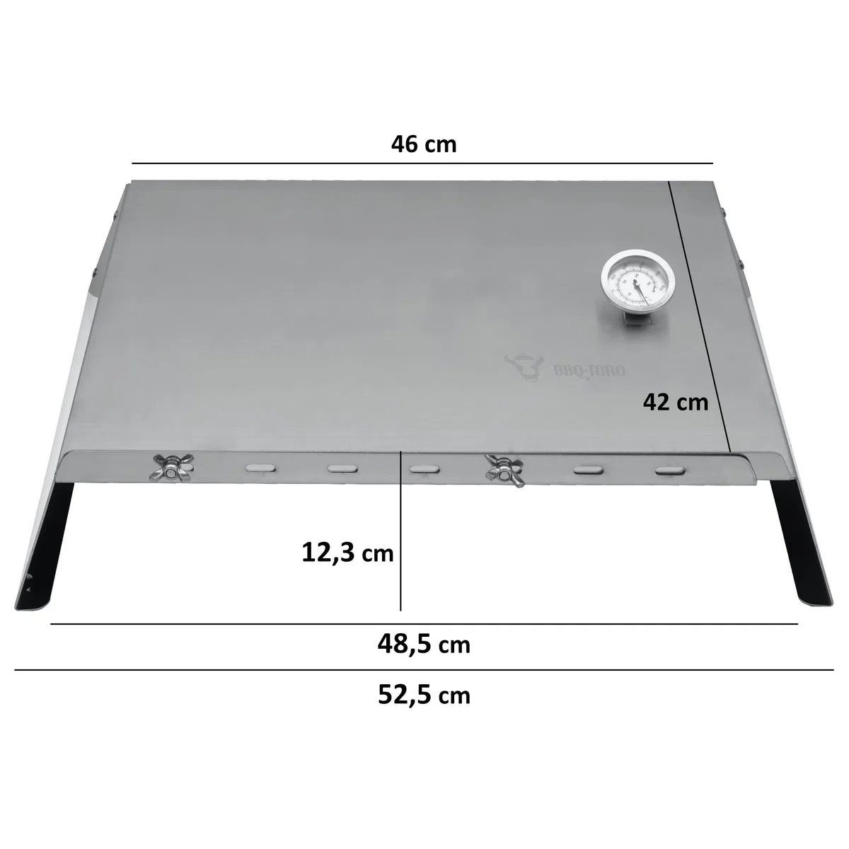 BBQ-Toro verstellbarer Edelstahl Pizzaaufsatz mit Thermometer | 48,5-79 x 42 x 12,3 cm | Pizzacover Gasgrill, Pizza Haube Grill, BBQ Pizzaaufsatz Feuerplatte | Pizza Cover, Pizza Aufsatz Grill