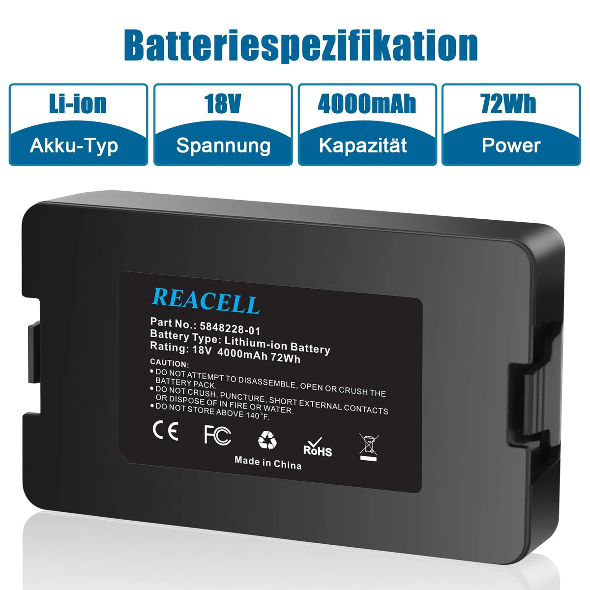 18V 4000mAh Lithium-Ionen Akku Kompatibel für Husqvarna Automower 115H/305/310/315/315X (2020), Ersatzakku für Gardena Sileno City/Life, für Gardena sileno minimo 250 Mähroboter