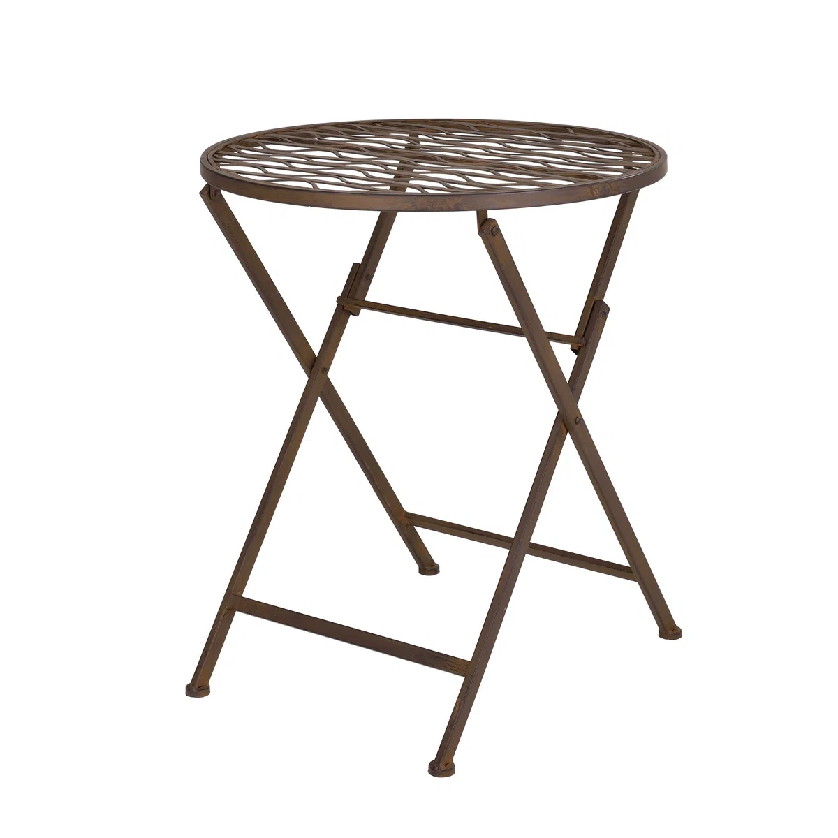 [en.casa] Bistroset Biella Balkonset 3-TLG. Bistrotisch mit 2 Stühlen Essgruppe Sitzgruppe Metall Gartenmöbel Set Balkonmöbel Gartenset klappbar Gartengarnitur Edelrost-Braun