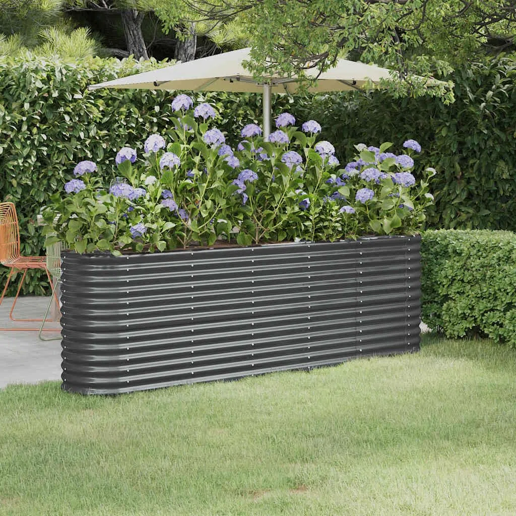 vidaXL Hochbeet, Wetterfestes Hochbeet für Garten Balkon Terrasse, Kräuterhochbeet zum Selber Bauen, Pflanzkasten aus Metall, Verzinkter Stahl Anthrazit