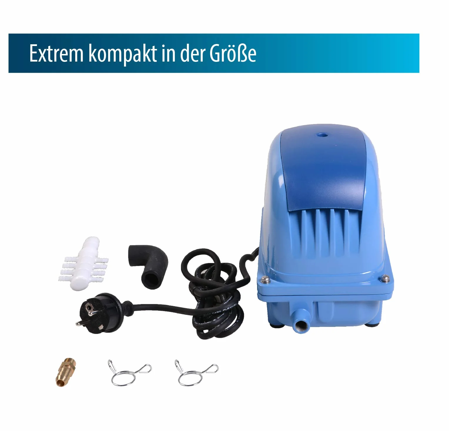 AquaForte AP-35 Luftpumpe, 20 Watt, Max. Druck 2,8 m, Geeignet für Pools und Teiche bis 18m3, Fische max. 15.000 Liter, Koi max. 7.500 Liter, 2,7 kg, Ausgang 16,5 mm
