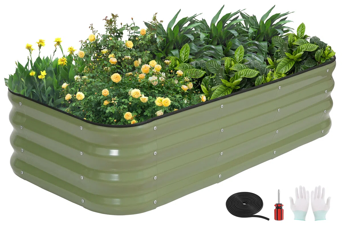 GoCampDriect 3-in-1-Hochbeet, verzinkt, für den Außenbereich, korrosionsbeständig, variable Form, Metall, Hochbeete zum Pflanzen von Gemüse, Kräutern, Obst, Blumen, Grün