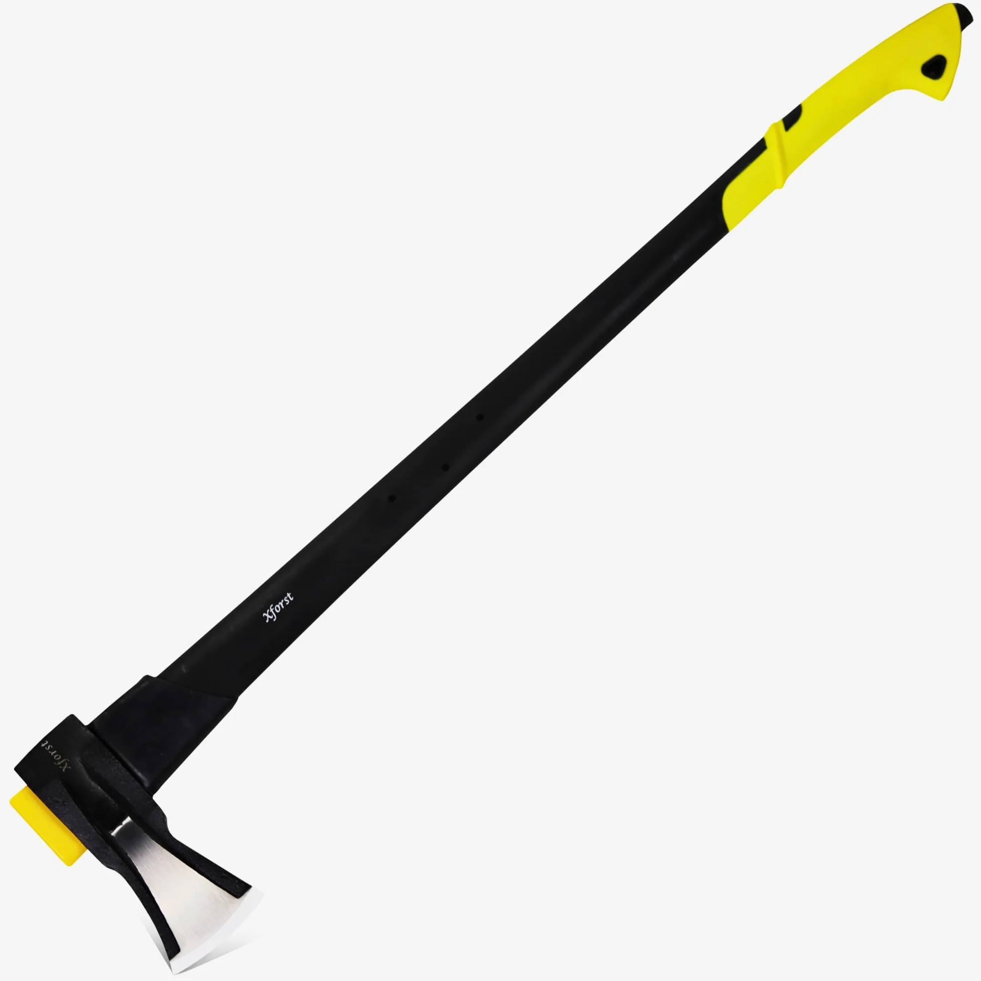 Xforst Spaltaxt 93 cm 2 kg Axtkopf 3 kg Spalthammer-Power Profi Holzaxt mit Fiberglasstiel Gelb-Schwarz patentierte Kopf-Stiel-Fixierung SA2F