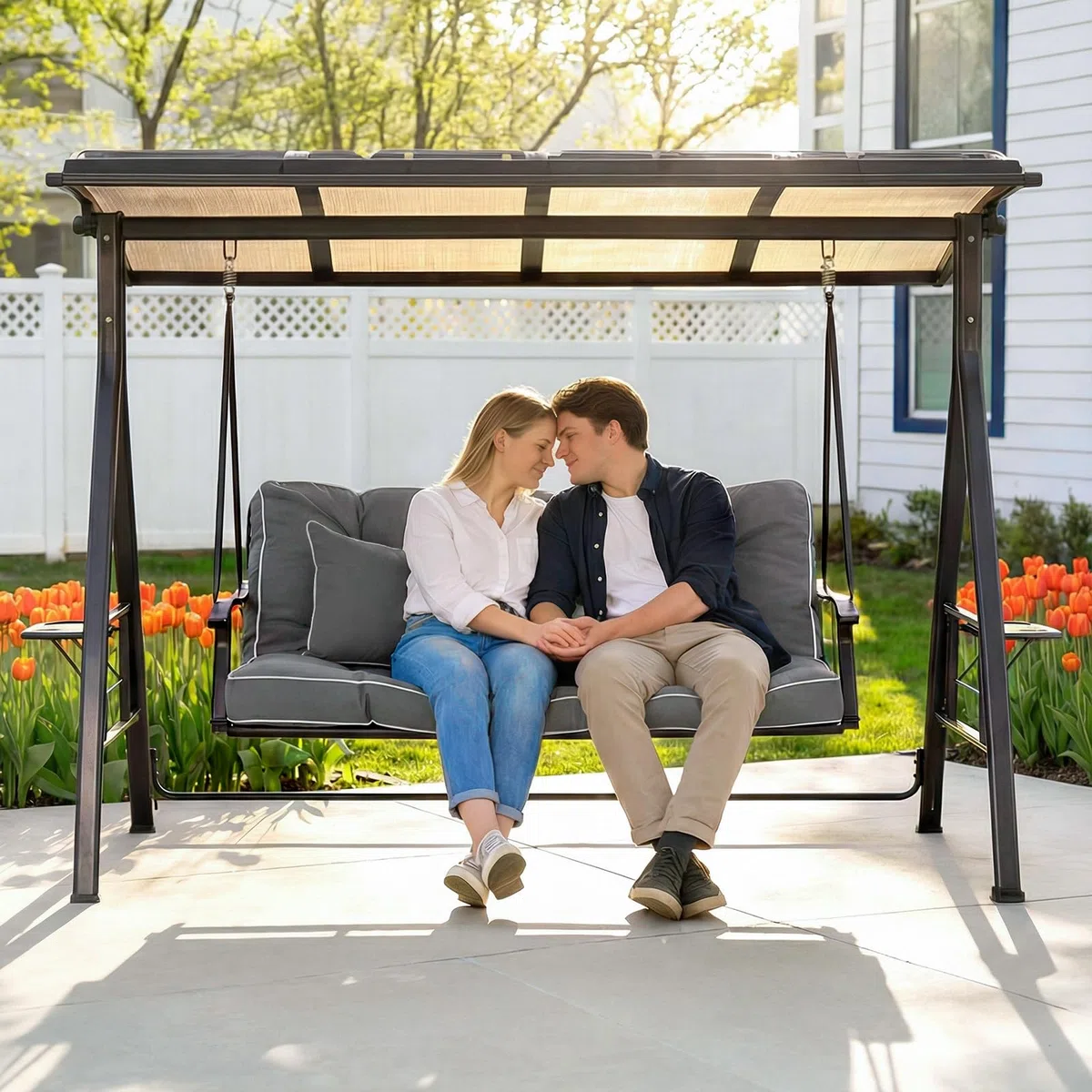 Bankauflage für Innen und Außen, 2-in-1 faltbares Design mit Kissen 111 x 160 x 14 cm, wasserabweisender sitzkissen, rutschfeste Gartenbankauflage mit Bändern für Hollywoodschaukel, Fensterbank (grau)