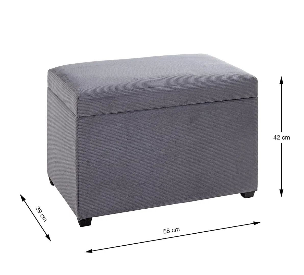 HAKU Sitztruhe grau, MDF, Textilgewebe Cord - Maße: B 58 cm x H 42 cm x T 39 cm, Style: Modern