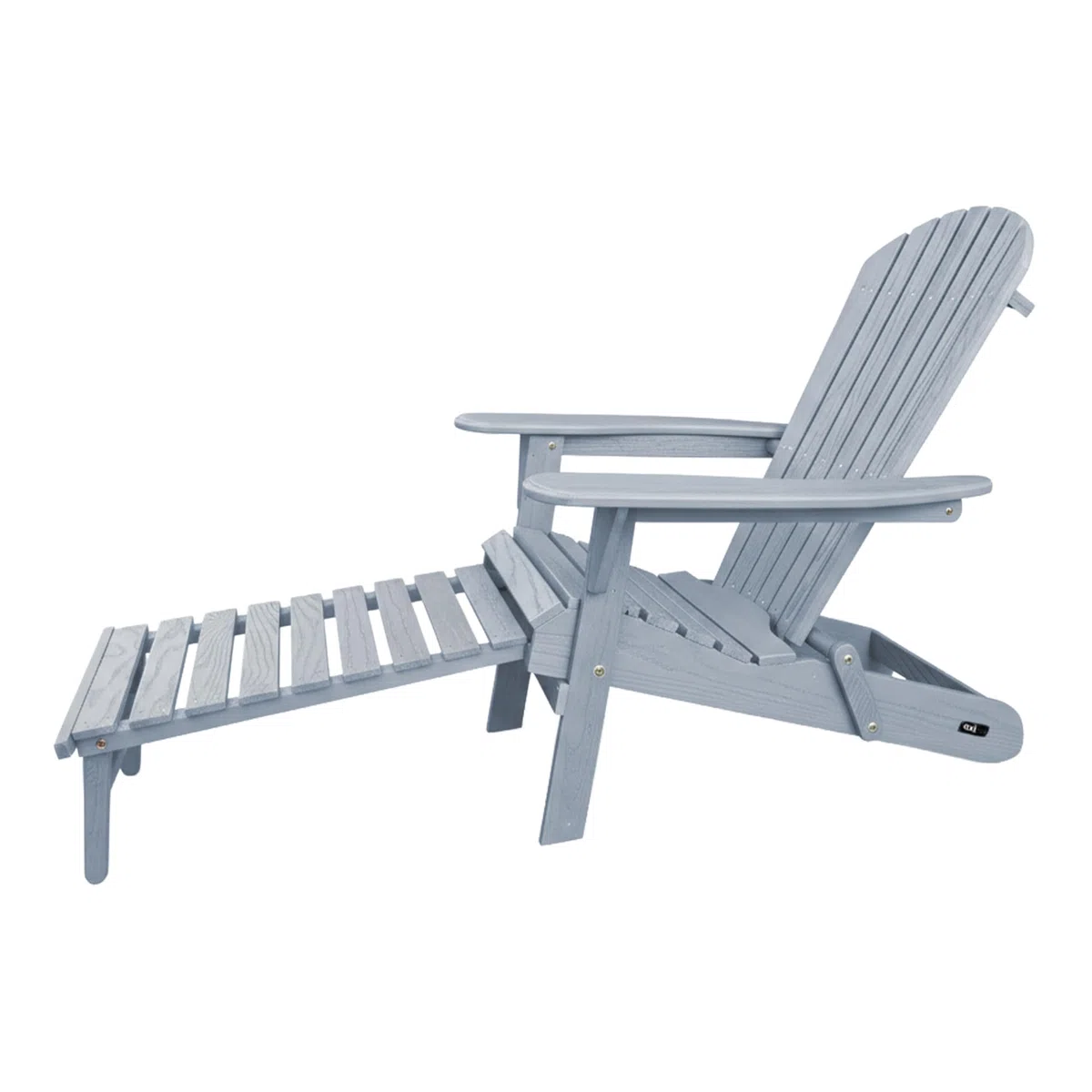 AXI Alexa Adirondackstuhl mit Fußteil, Klappbar in Warmes Grau | Gartenstuhl/Loungestuhl/Adirondack Stuhl / 100% Hemlockholz für 1 Person mit Armlehnen & hoher Rückenlehne | 147 x 78,5 x 89 cm