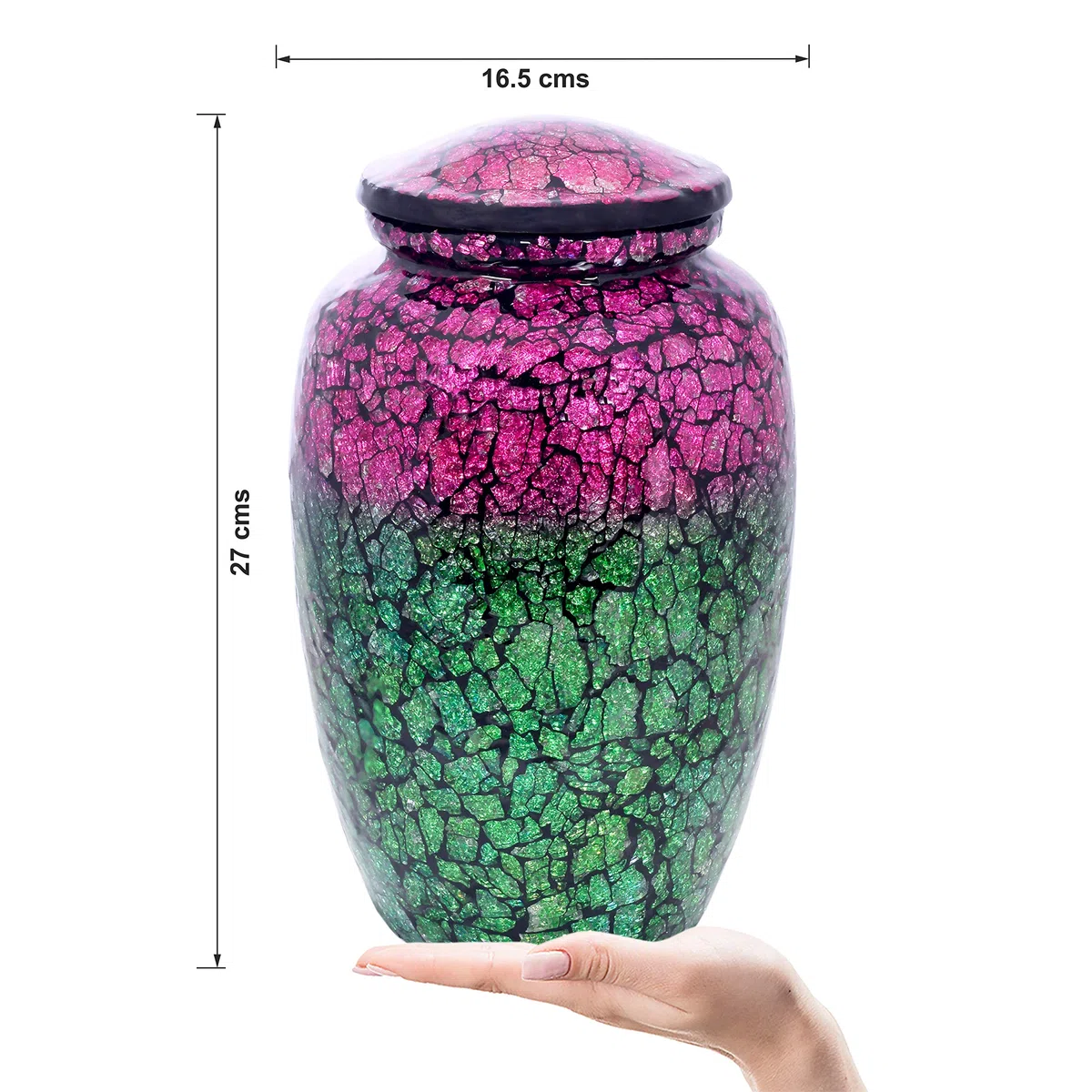 Kremationsurne für menschliche Asche mit Samtbeutel, für Erwachsene bis zu 100 kg, Trauerurnen von Divit Shilp (Rosa & Grün Mosaik, Erwachsene)