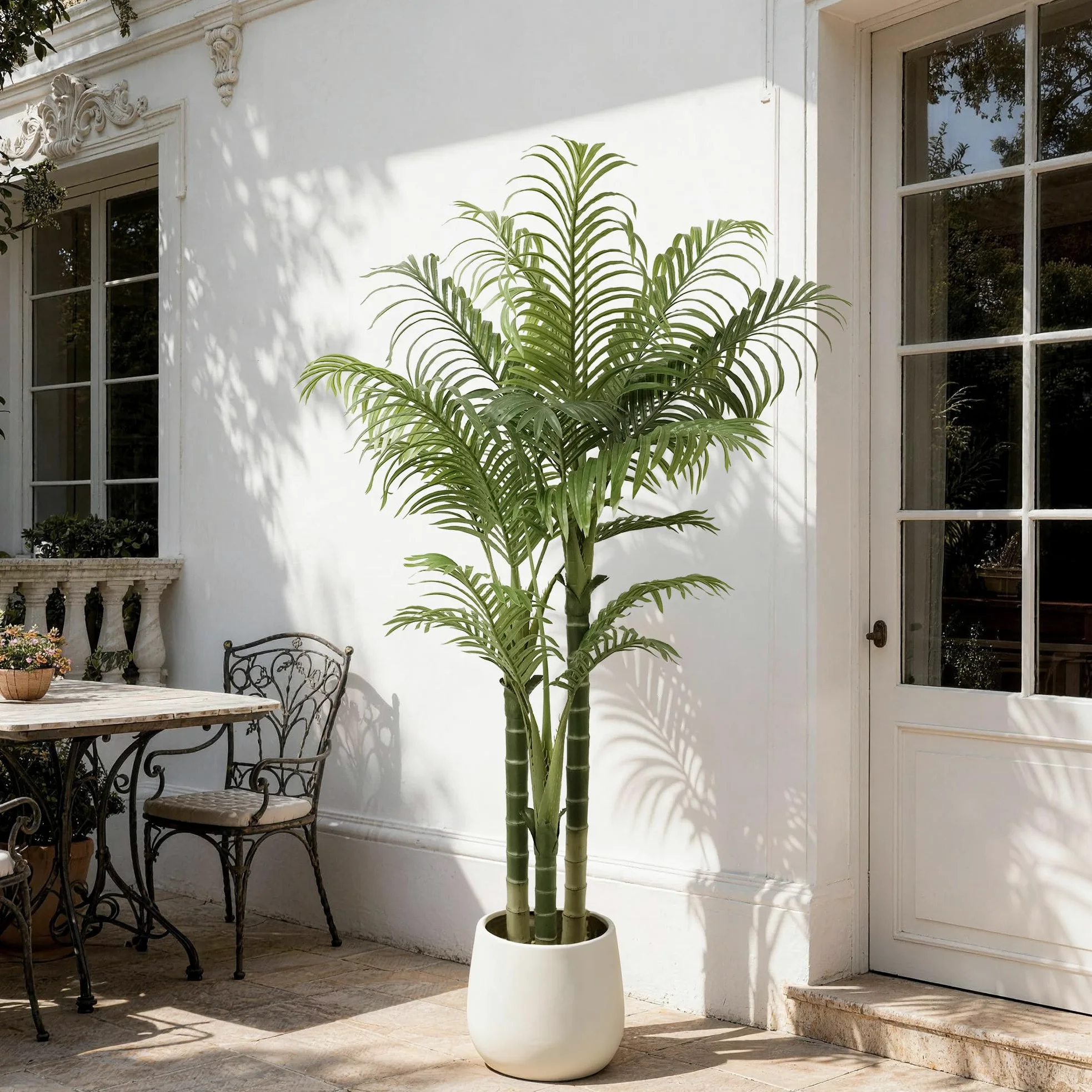 Künstliche Palme, Künstliche Pflanzen groß im Topf Plastik Palme Künstliche Palmen wie echt Fake Plants für Wohnzimmer Balkon Schlafzimmer Büro