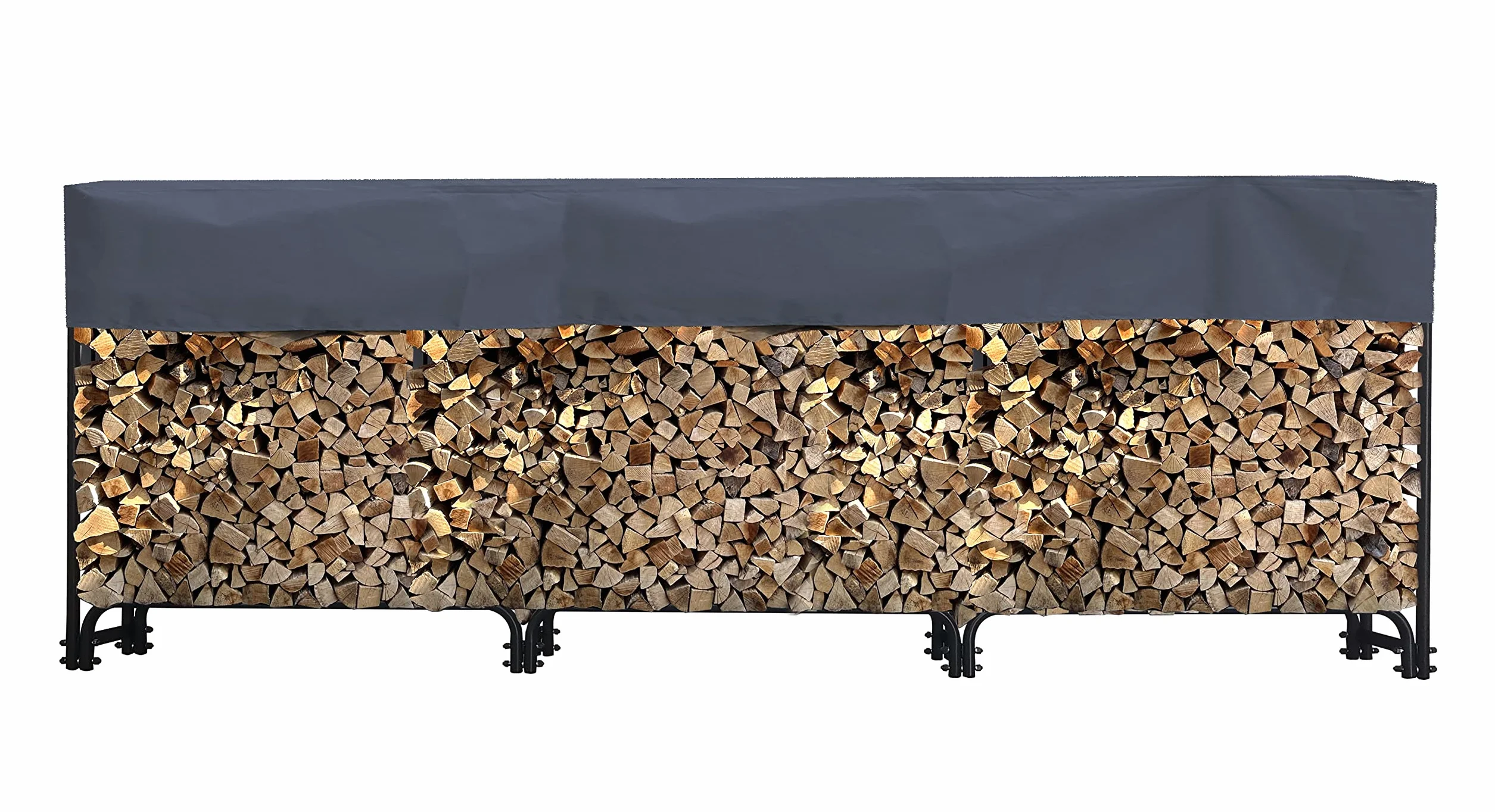 QUICK STAR Metall Kaminholzregal 272 x 25 x 95 cm mit Schutzhülle Garten Kaminholzunterstand 1,0 m³ / 1,5 SRM Stapelhilfe