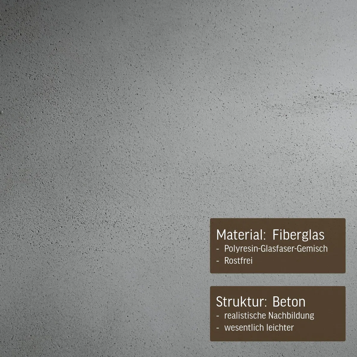 VIVANNO Pflanzkübel Fiberglas Block Frostsicher - 50x50x50 cm - Beton-Design Grau - Blumenkübel Quadratisch für Draußen und Drinnen
