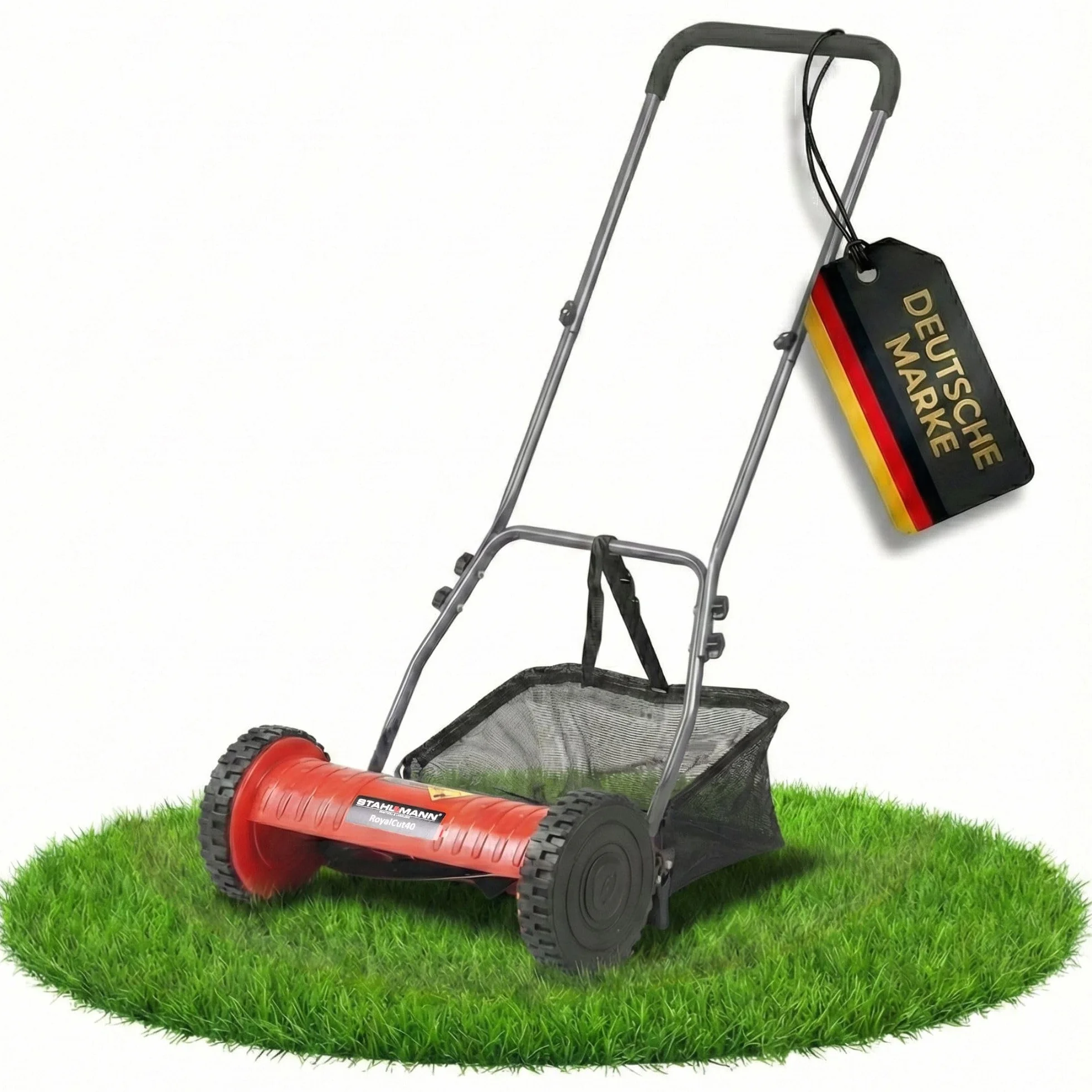 STAHLMANN Spindelmäher RoyalCut – Rasenmäher mit 40 cm Schnittbreite, 32 Liter Fangkorb, 4-stufige Schnitthöheneinstellung – Handrasenmäher manuell - leise und umweltfreundlich