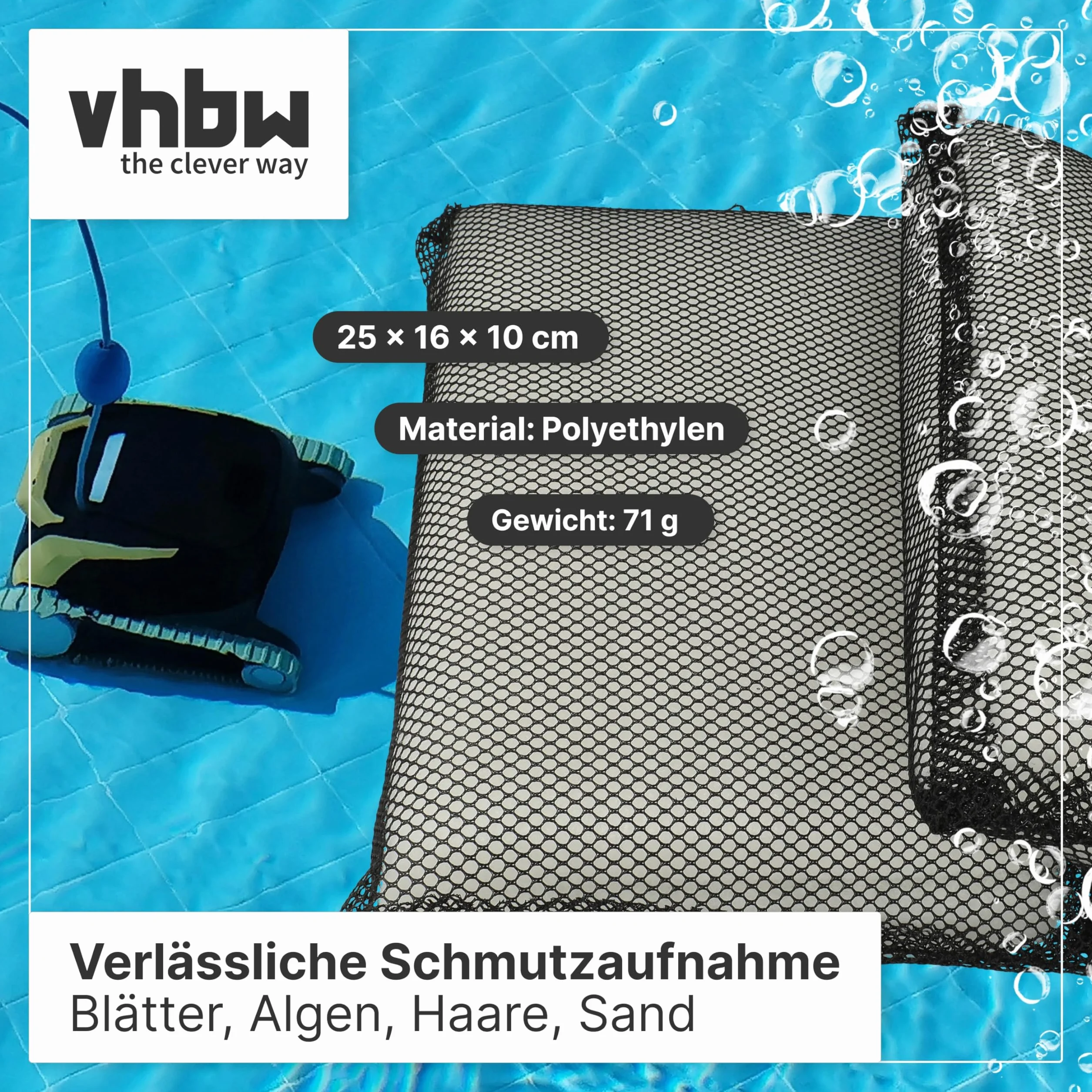 vhbw 4X Filterpad kompatibel mit Meranus Power 4,1, 4 Poolsauger, Poolroboter - Feinfilter, 25 x 16 x 4 cm