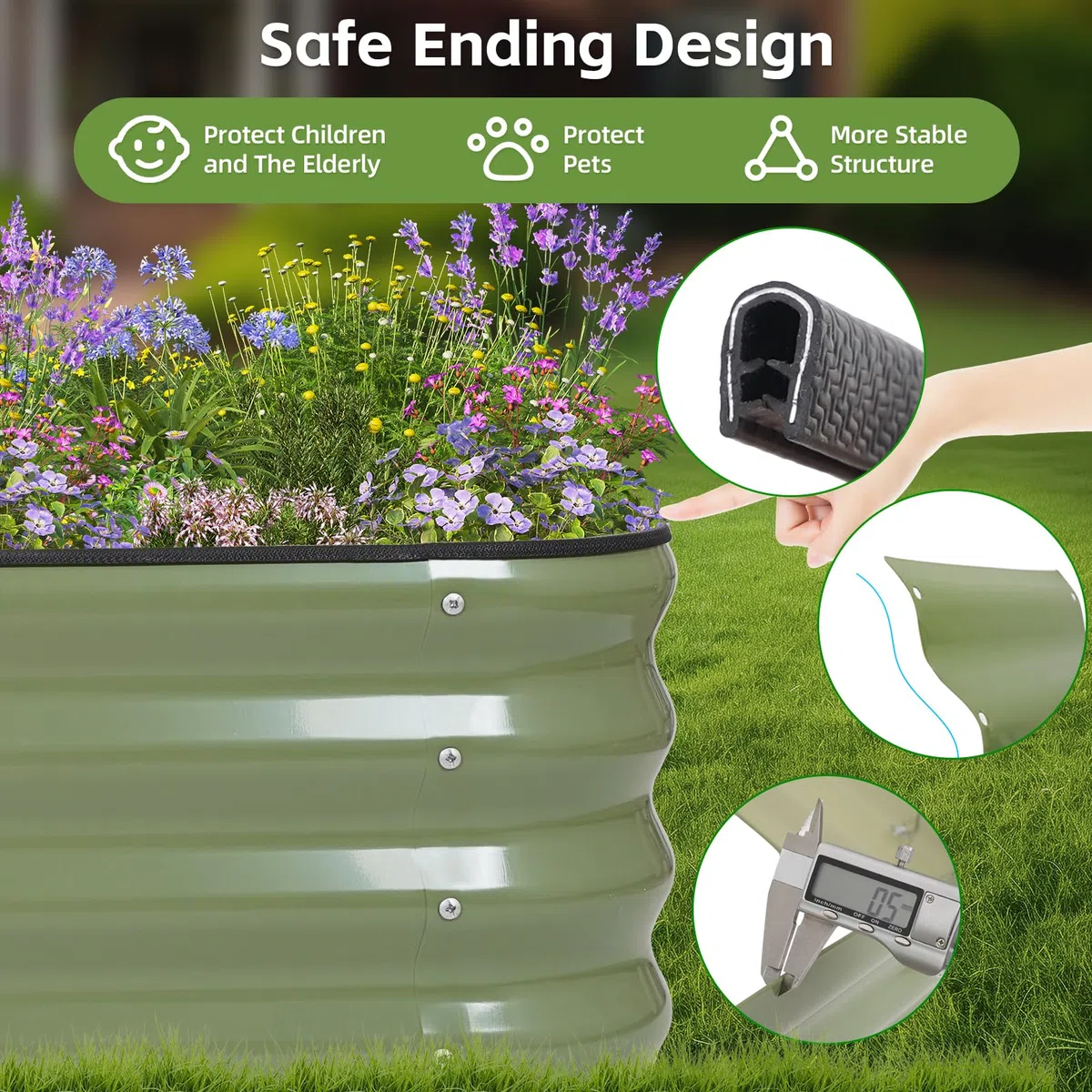 GoCampDriect 3-in-1-Hochbeet, verzinkt, für den Außenbereich, korrosionsbeständig, variable Form, Metall, Hochbeete zum Pflanzen von Gemüse, Kräutern, Obst, Blumen, Grün