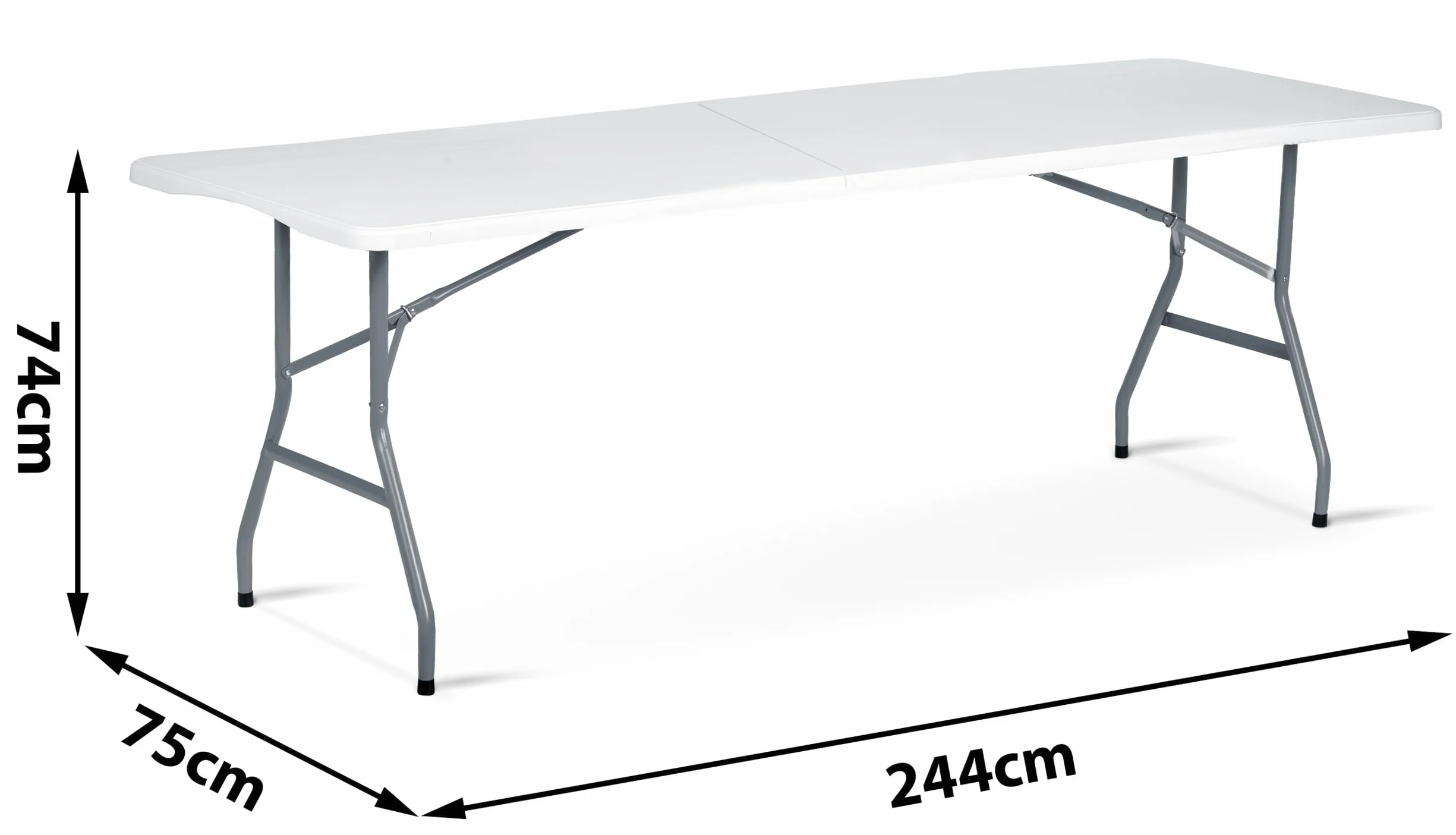 Gartentisch 244 x 75 cm Klappbar mit Tragegriff Klapptisch Campingtisch Party Weiß