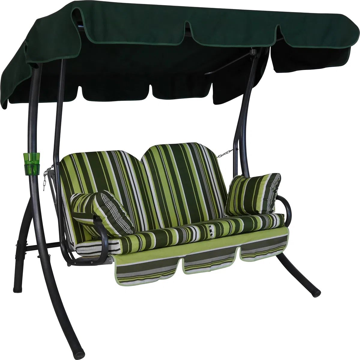 ANGERER Hollywoodschaukel 2-Sitzer Ibiza grün gestreift | Gartenschaukel Made in Germany, Schaukel zum Sitzen, Liegen und Entspannen, inklusive Bett-Funktion, einfache Montage
