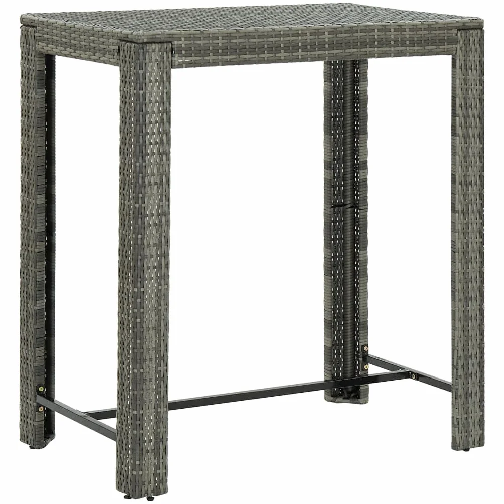 vidaXL Garten Bartisch Gartentisch Stehtisch Bistrotisch Partytisch Balkontisch Terrassentisch Gartenmöbel Grau 100x60,5x110,5cm Poly Rattan