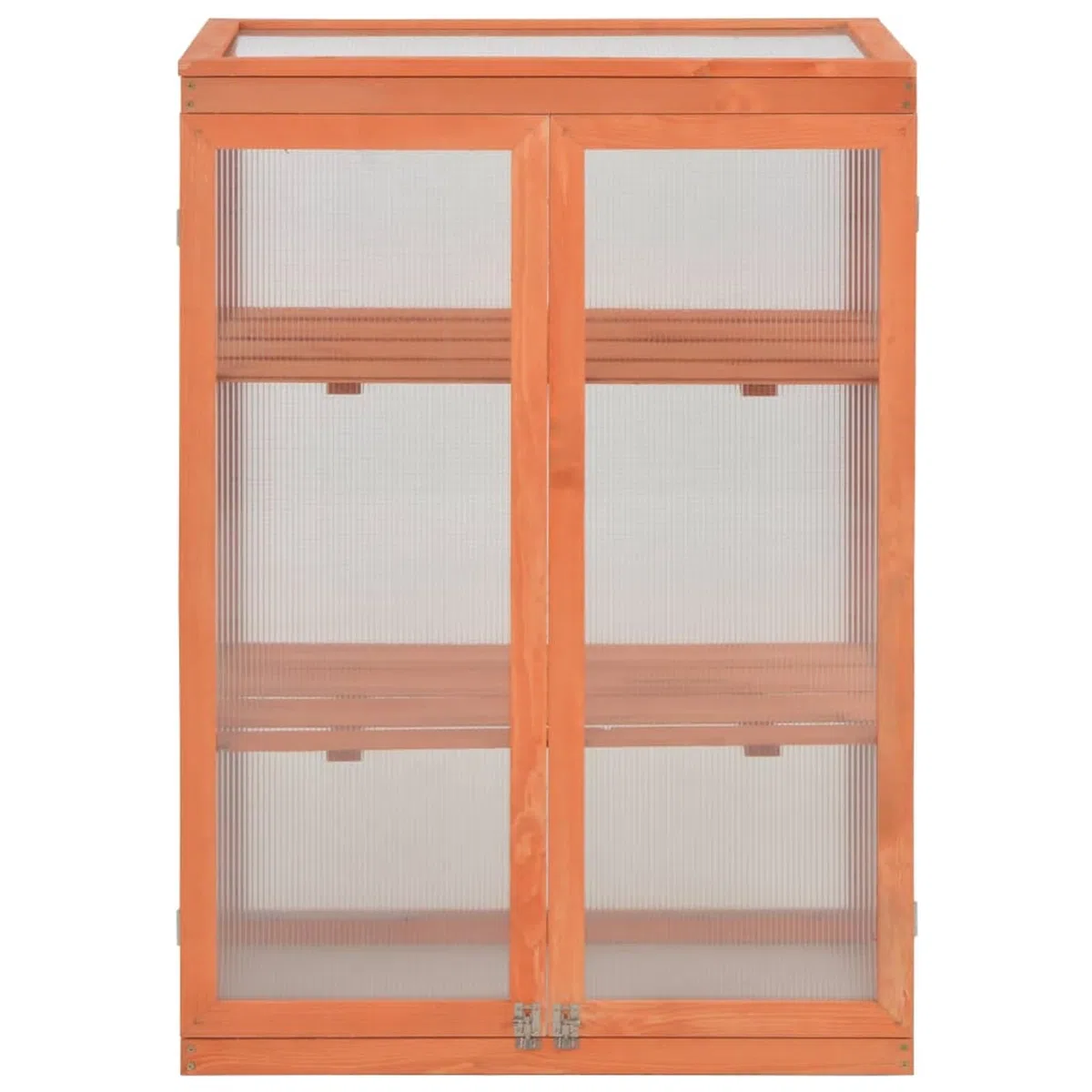 Holz-Gewächshaus mit PC-Platte, 75x47x109 cm, 2 Regale und 2 Türen, wasserfest, für Hobby-Gartenbau und Pflanzenpflege im Außenbereich 170646