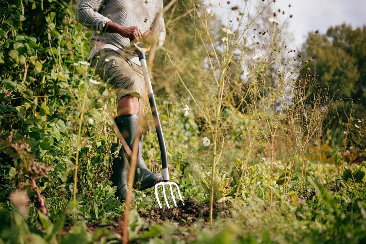 Fiskars Spatengabel für Harte, steinige Böden, Mit 4 Zinken, Länge: 120 cm, Qualitätsstahl-Zinken/Glasfaserverstärkter Kunststoff-Stiel, Schwarz/Orange, Xact, 1070716