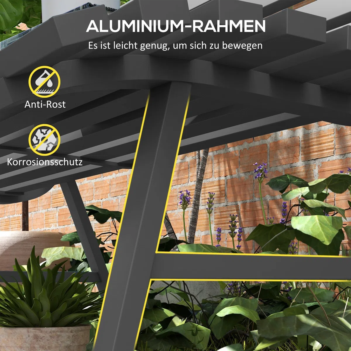 Outsunny 2-Sitzer Gartenbank Alu, wetterfest Sitzbank, UV-Beständig Gartenmöbel mit Lamellen-Design, Parkbank 240kg belastbar, Balkonbank für Balkon Terrasse, Garten, 123x67x79cm, Grau