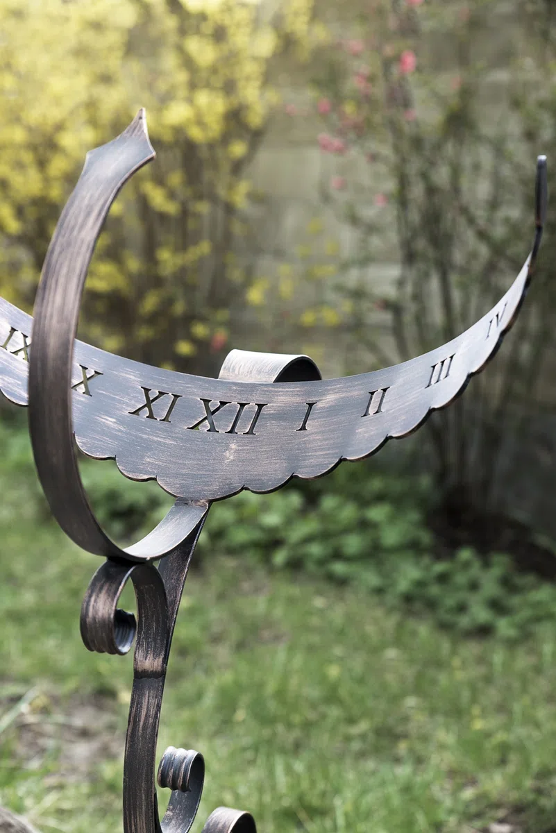 DanDiBo Sonnenuhr Phönix aus Schmiedeeisen Wetterfest 65 cm Gartenuhr Metall Phoenix Uhr