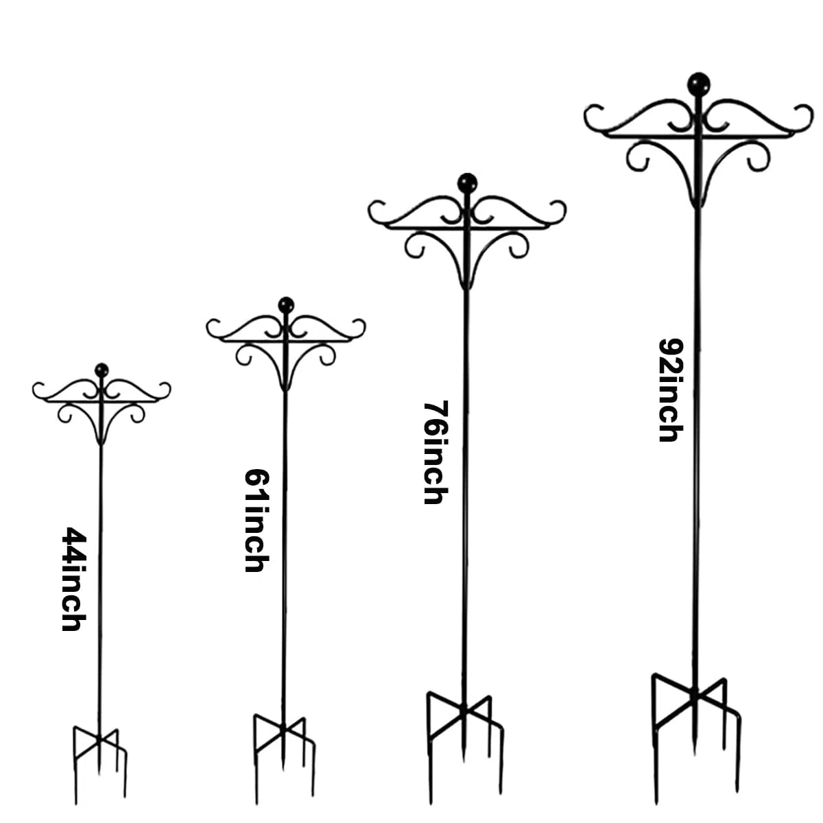 Shepherd Hooks for Outdoor Use, 92 Zoll verstellbarer doppelter Hirtenstab, 234 cm lange Wildvogelfutterstangen und -aufhänger, freistehende Futterstation für den Garten(92in E, 1)