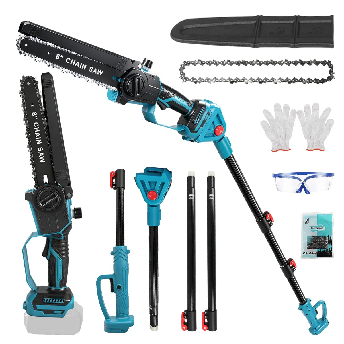 Makita 18V Akku Hochentaster 8 Zoll Bürstenlose 2 in 1 Astsäge mit Teleskopstiel