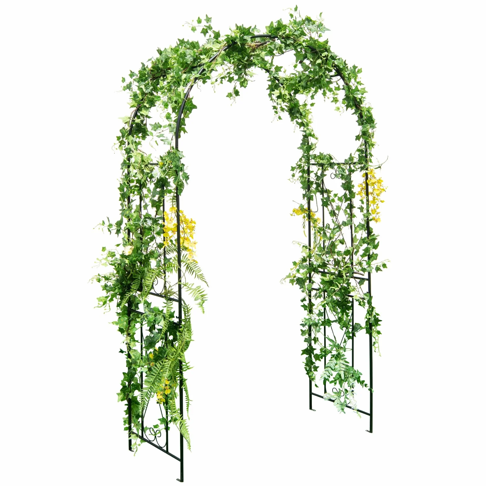COSTWAY Rosenbogen Metall, Gartenbogen für Kletterpflanzen, Rosengitter mit 4 Bodenpfählen, Torbogen Rankhilfe Rankgitter, Rankbogen für Hinterhof Hochzeit Party, 120 x 56 x 220 cm, Schwarz