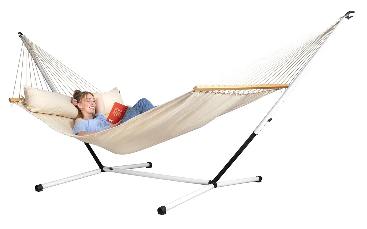 LA SIESTA Nautico Cool Grey - Pulverbeschichtetes Stahl Hängemattengestell für Kingsize-Hängematten