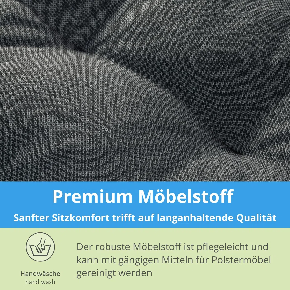 Bodyprotect Palettenkissen 2-teilig Set, Sitzkissen 120x80x12 cm & Rückenlehne 120x40 cm, Kissen Indoor & Outdoor aus hochwertigem Möbelstoff, Loungekissen für Gartenmöbel & Paletten, Dunkelgrau