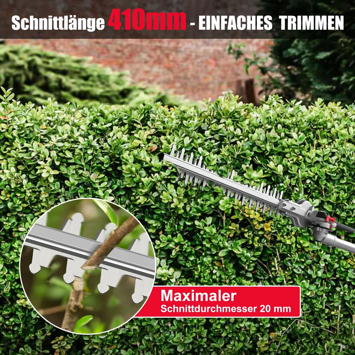 HYCHIKA Teleskopheckenscheren Elektrisch 900W, Heckenschere Teleskop-Astschere, Power Hedge Trimmer, Hochentaster 200-250 cm Verstellbare Reichweite, Schwenkbarer Kettensägenstab für Hof & Garten