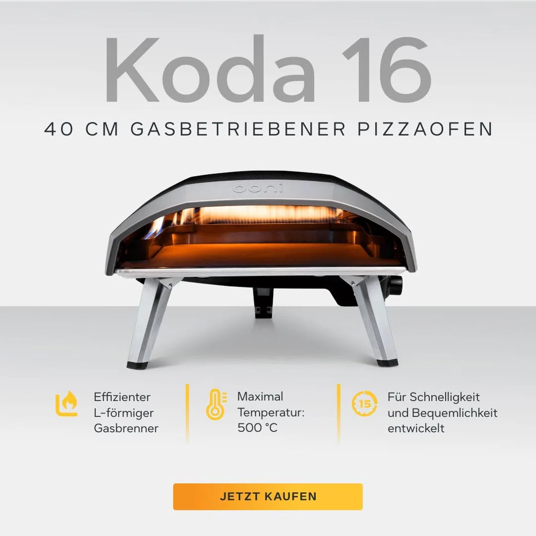 Ooni Koda 16 Gas Pizzaofen – 50 mBar Outdoor Pizzaofen Gas – Gartenofen für Grillen, Kochen und Backen – Gartenofen für Pizzas – Pizza Oven – Backt Pizzen in nur 60 Sekunden - (DE|AT- 50 mBar)