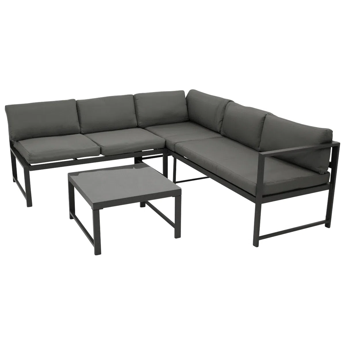 DEGAMO Funktions Eck- Loungeset Montana 192x188cm, Aluminiumgestell dunkelgrau, mit Verstellbarer Liegefunktion und Polstern grau, Outdoor wetterfest