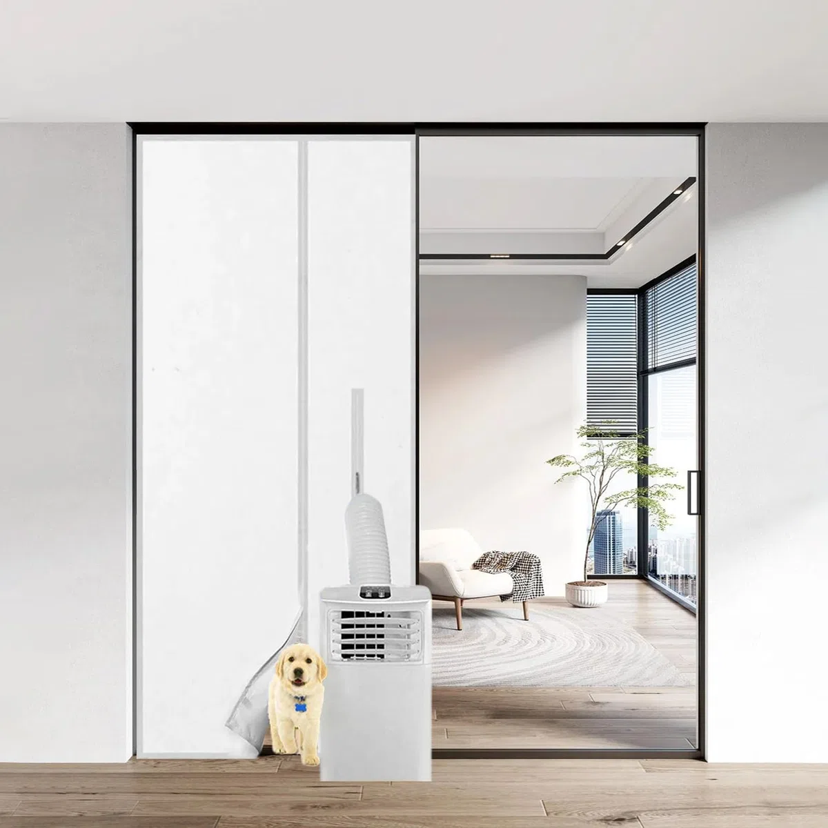 Fensterdichtung Für Klimaanlagen, Fensterset Für Mobile Klimaanlagen, Heißluft-Austauschschutz Mit Reißverschluss, Wasserdichtes Schiebetür-Entlüftungsset, Für Mobile Klimaanlagen Und Trockner