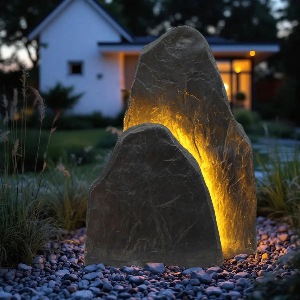 LED Leuchtfelsen für den Garten – Deko Kunstfelsen mit warmweißer Beleuchtung – Wetterfeste Gartenbeleuchtung in Steinoptik Gartenfelsen (OG3001L)