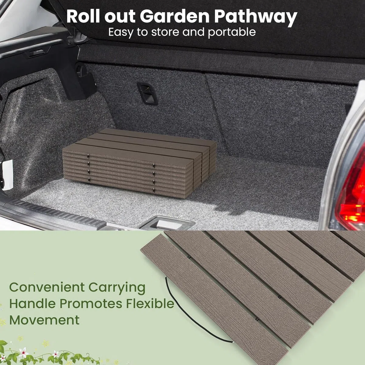 FANTASK 242 x 43 Grau Rollweg Outdoor, HDPE Wetterfest ausrollbarer Gartenweg für Hochzeit, Party, Garten