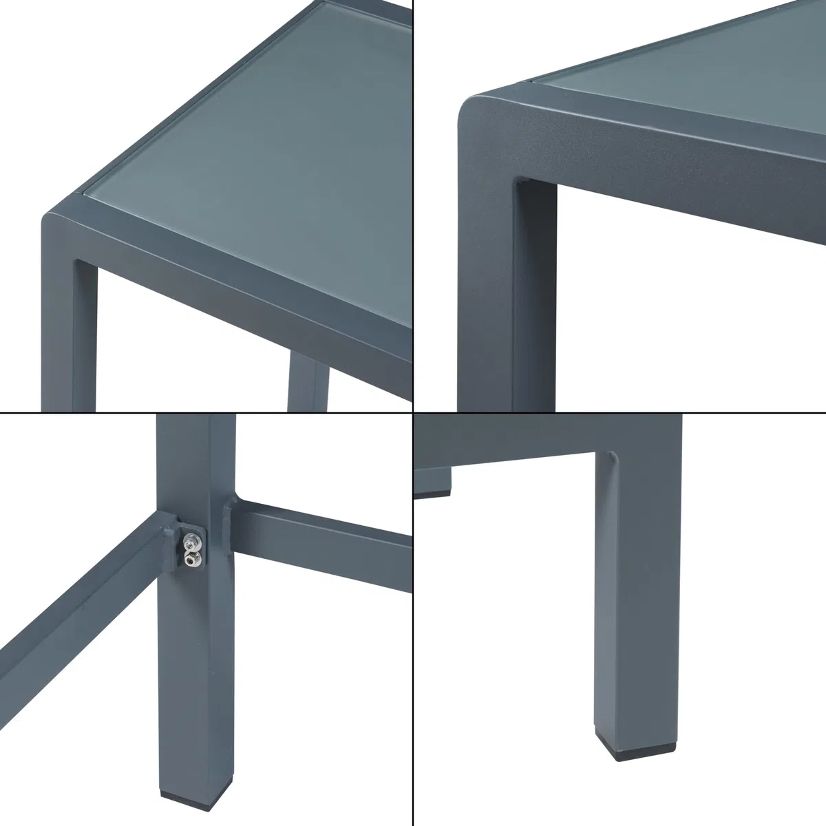 casa.pro Outdoor Bartisch Avise Garten Stehtisch mit Glasplatte Aluminium Bistrotisch wetterfest 108 x 70 x 70 cm Partytisch quadratisch Anthrazit