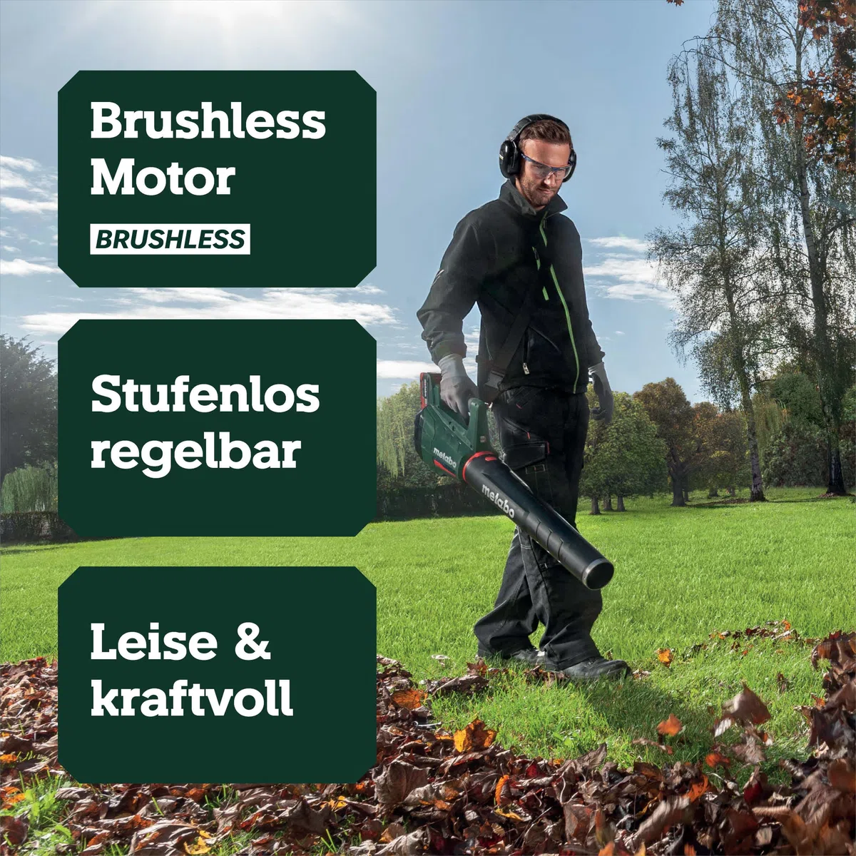 metabo Akku-Laubbläser LB 18 LTX BL, 18V Laubgebläse für Garten und | Leistungsstarkes Akku-Blasgerät mit Brushless-Motor, Schultergurt und Blasrohr, ohne Akku und Ladegerät für CAS Systeme