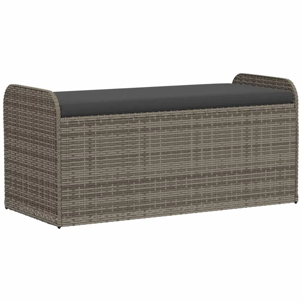 Tomostar Aufbewahrungstruhe für den Außenbereich, Bank, Aufbewahrungsbox mit Kissen, grau, 115 x 51 x 52 cm, Polyrattan