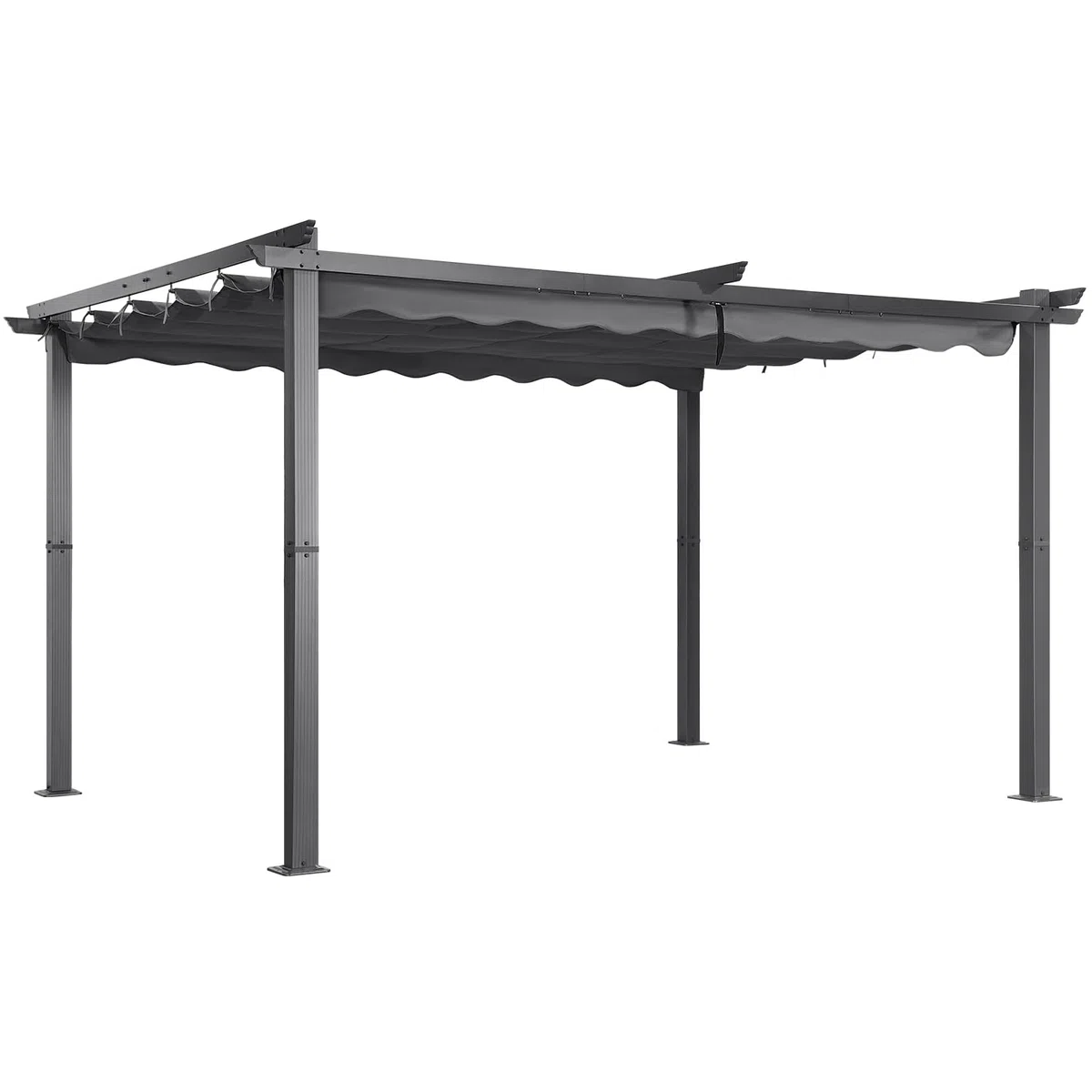 Angel Living Garten Pergola 3 x 4 m Pavillon Gartenpavillon aus Aluminium in anthrazit, Dachrohre aus Stahl, Verstellbares Dach aus Polyester Grau