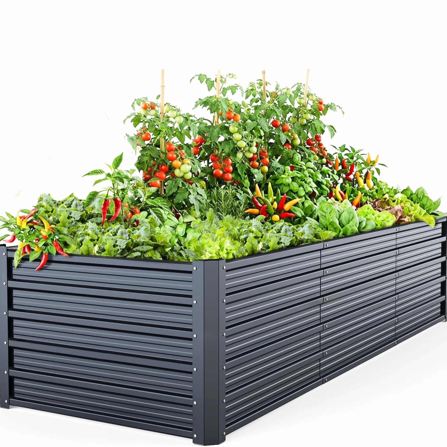 Ohuhu Metall Hochbeet Pflanzenbeet 240x90x60 cm, Hochbeete für Garten aus Robustes Stahlblech, Rostgeschützt & Stabil, Ideal für Garten Gemüse Kräuter Blumen Anthrazit