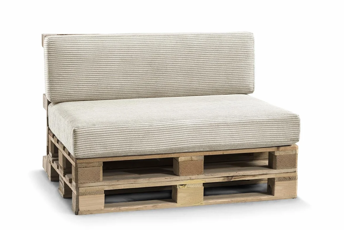 Gutekissen® Palettenkissen, Gartensofakissen, Sitzkissen, Rückenlehne gefüllt mit Poulirette-Schaum, viele Farben und Größen PFL (Set (Sitzkissen 120x80 +Rückenlehne 120x40), Beige)
