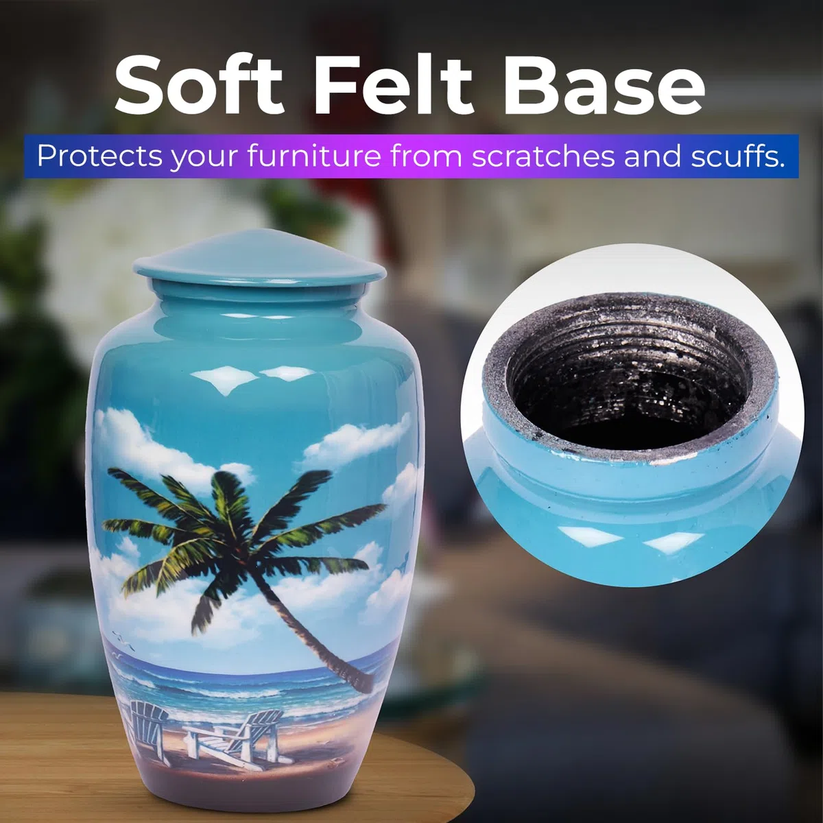 hlc URNS – Strandurne für menschliche Asche – Beerdigungsurne für Erwachsene, handgefertigt, erschwingliche Urne für Asche (Erwachsene (90,7 kg) – 26,7 x 15,2 cm, Urne für Einäscherungen
