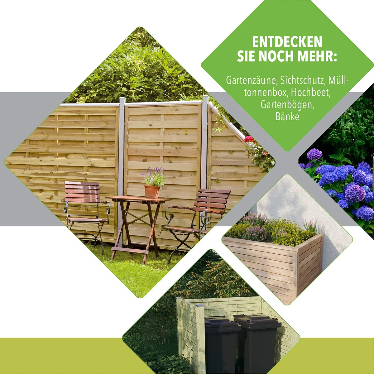 TETZNER & JENTZSCH HENRI-Mülltonnenbox 3er mit Rückwand & Klappdach I Mülltonnenverkleidung aus Kiefernholz für 3 Mülltonnen oder gelbe Säcke I Outdoor Mülltonnenbox aus Holz mit Montageanleitung