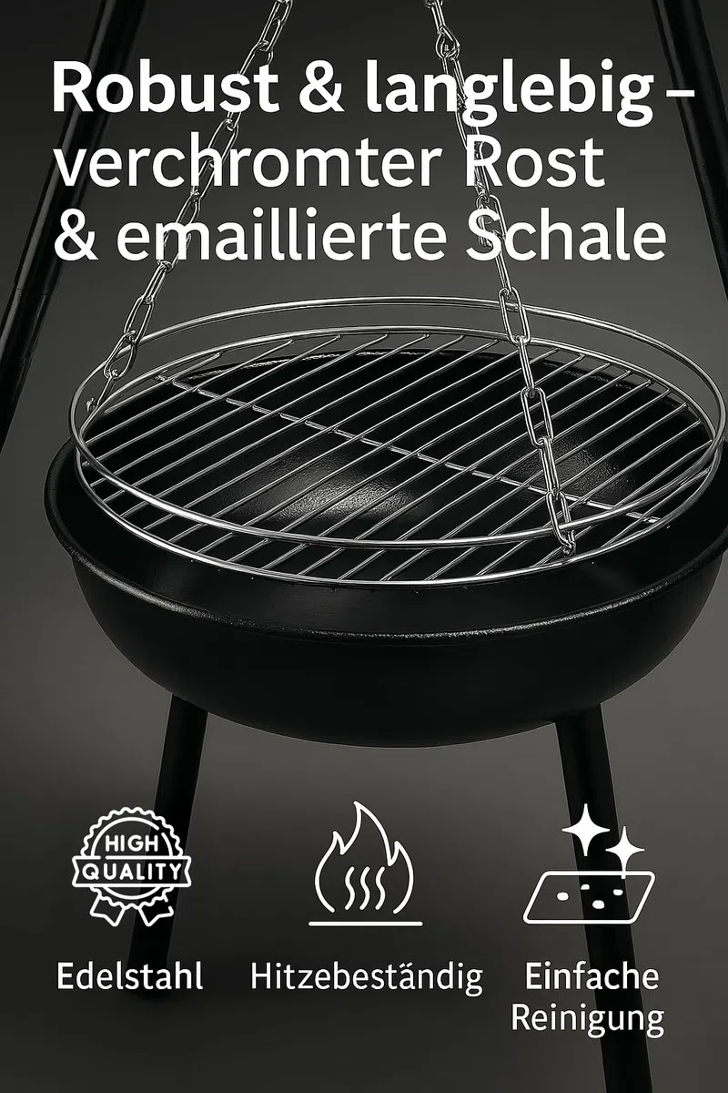 ACTIVA Schwenkgrill Indiana I Premium Feuerschale mit Grillrost inkl. hochwertigem & verchromtem Grillrost I Robuster Schwenkgrill mit Feuerschale