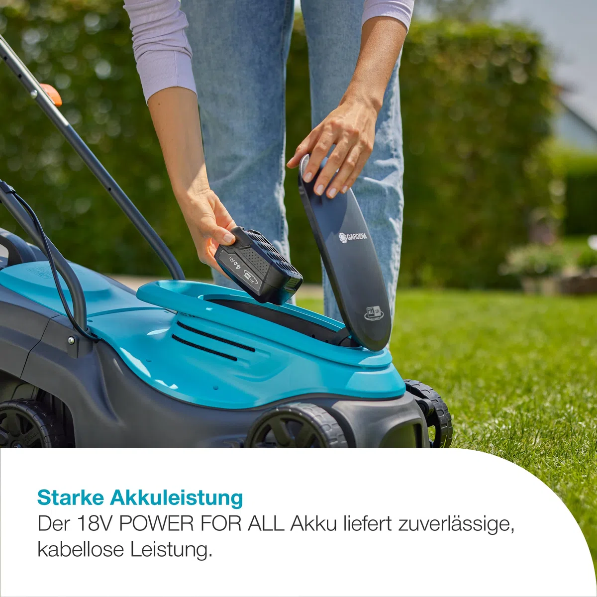 Gardena Akku-Rasenmäher EasyMax 32/18V P4A Ready-to-Use Set: Schneidmesser, Leichtgewicht, Höhenverstellung, Grasauffang, Kabellos (14634-20)