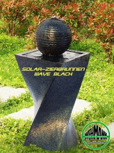 Solarbrunnen Wave Black Solarspringbrunnen Garten Brunnen Komplettset für Garten und Terrasse Tag und Nacht mit Memoryfunktion !!!