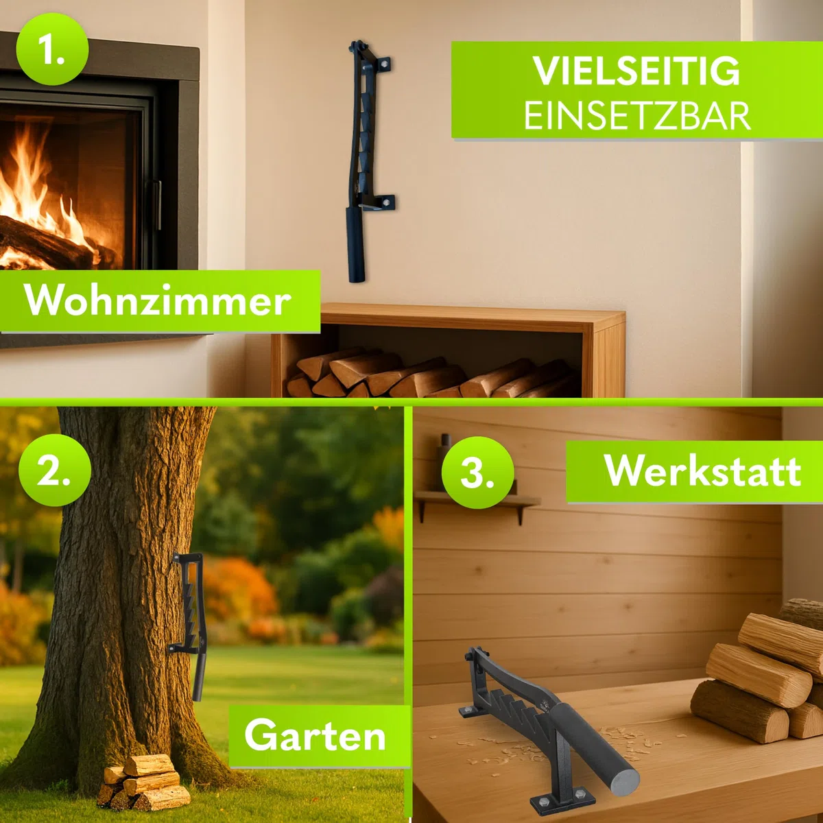 Holzspalter manuell – EXTRA STARKER Holz Spalter zum Holz Spalten auf Hackklotz – inkl. Schärfer & verlängerter Hebel – Kindling Splitter & Woodsplitter für Anzündholz