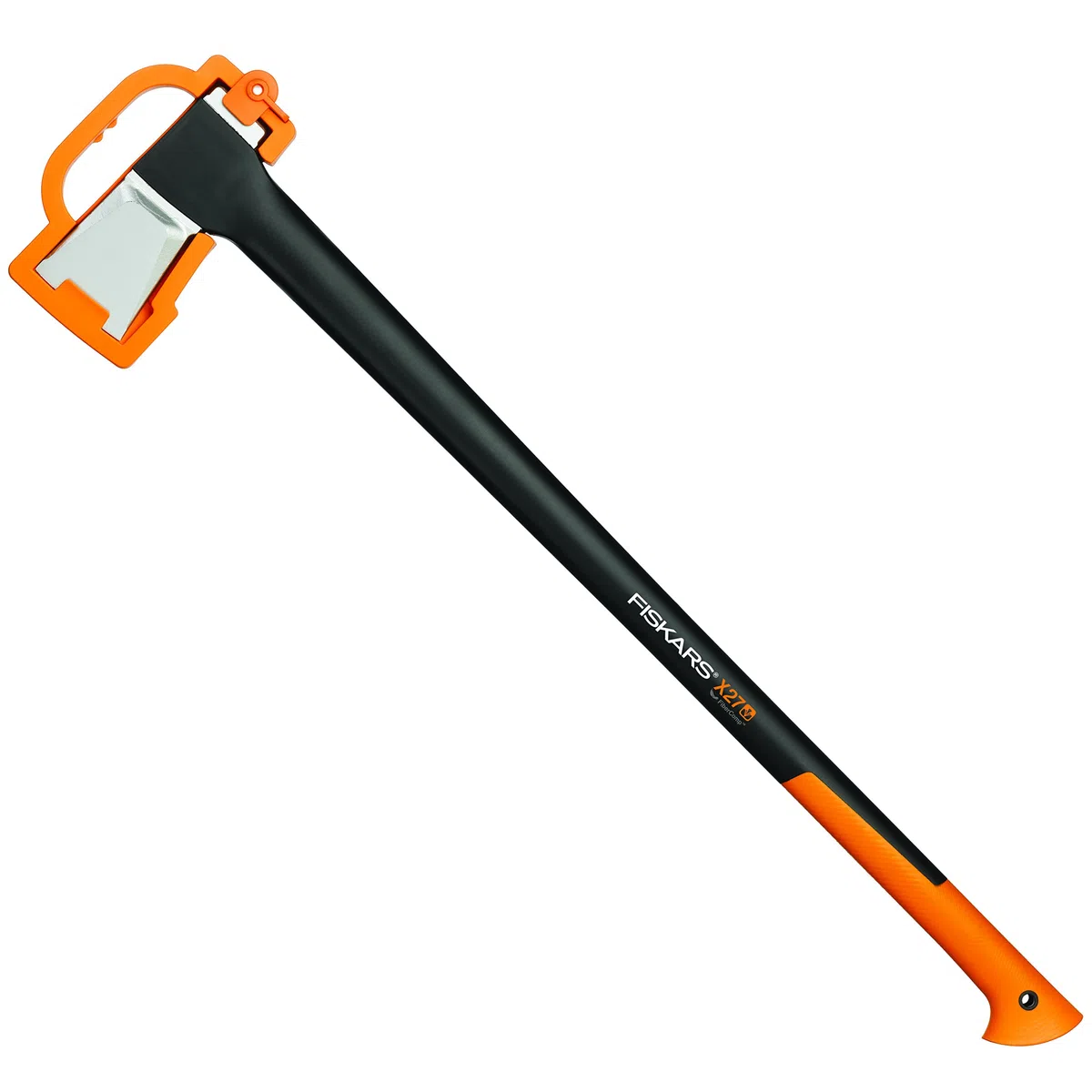 Fiskars Spaltaxt, Länge: 96 cm, Antihaftbeschichtet, Schwarz/Orange, X27–XXL, 2,57 kg & Universalaxt, Inklusive Klingen- und Transportschutz, Länge: 35,5 cm, Antihaftbeschichtet, Schwarz/Orange, X7-XS