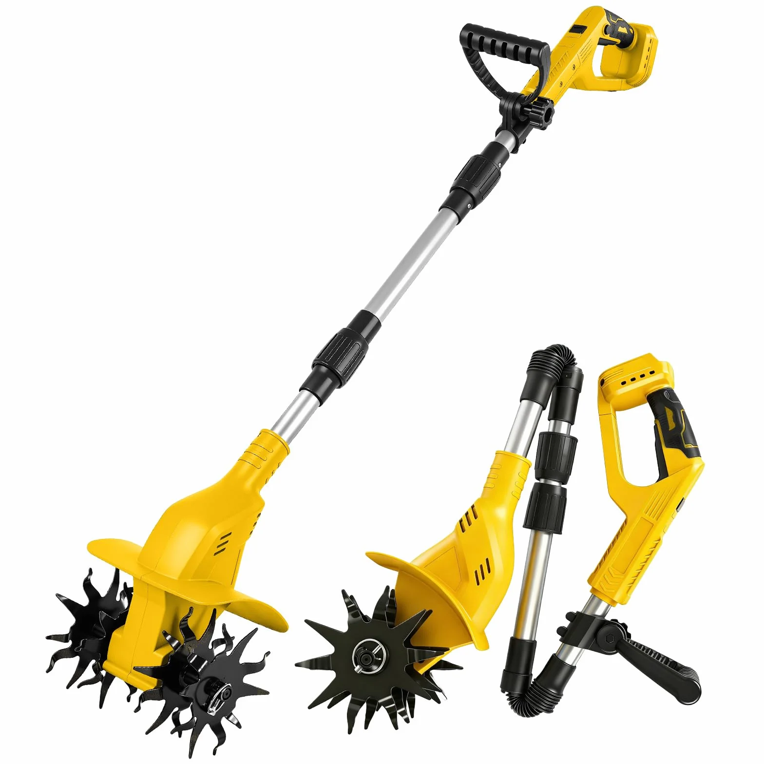 Akku-Bodenhacke kompatibel mit Dewalt 20V Batterie, 500W Gartenfräse Akku, 20cm Bodenbearbeitungstiefe,16cm Bearbeitungsbreite, 360RPM, Bürstenlos Klappbar Gartenfräse Elektrisch (Ohne Akku)